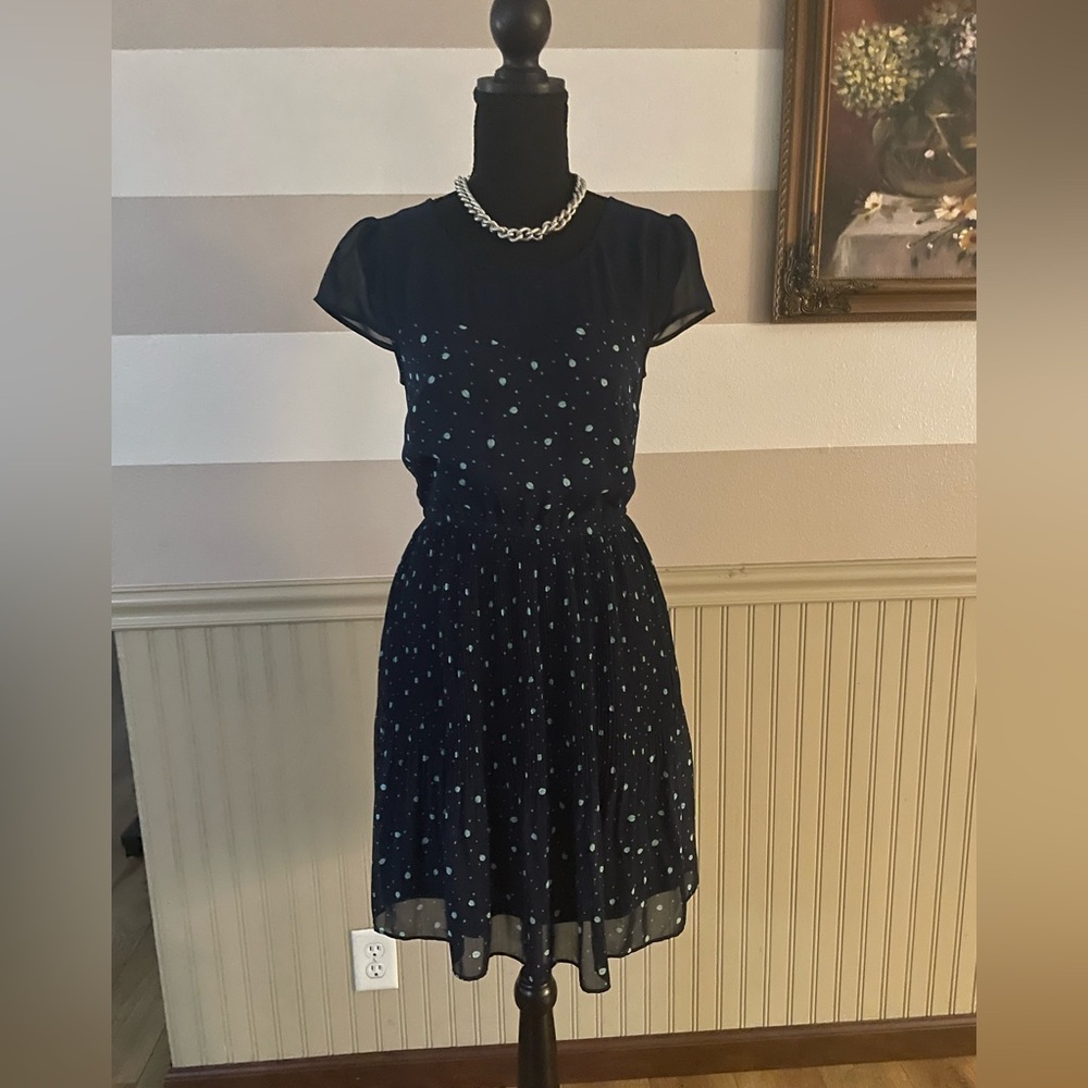 LC Lauren Conrad Blue Midi Dress with Flutter Cap Sleeves